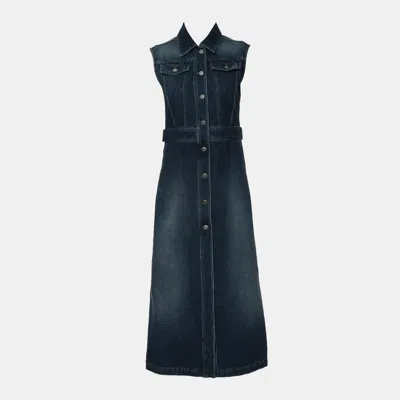 Pre-owned Dior Sleeveless Denim Dress In Blue