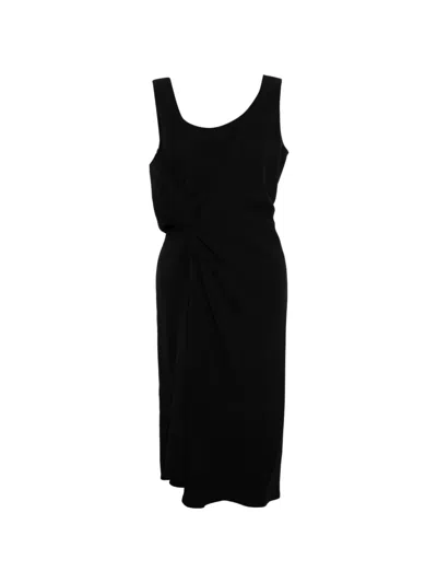 Pre-owned Dior Sleeveless Draped Dress In Black