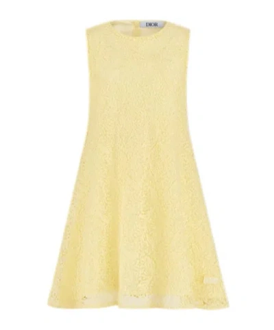 Dior Kids' Sleeveless Dress In Yellow