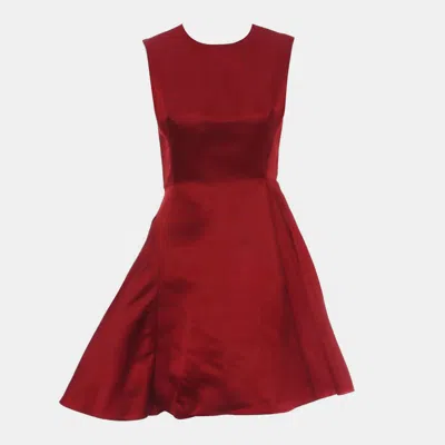 Pre-owned Dior Sleeveless Flaredress With Side Pleating In Red