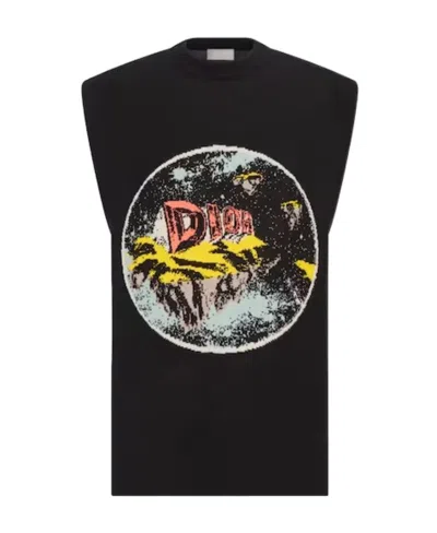 Dior Sleeveless Jacquard Sweater In Black