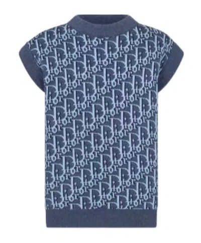 Dior Sleeveless Knitted Sweater In Blue