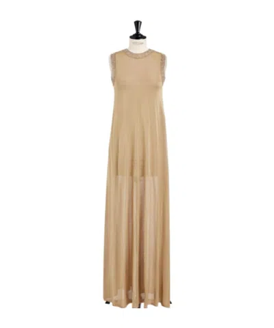 Dior Sleeveless Long Dress In Nude