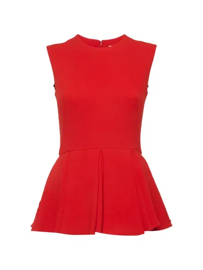 Pre-owned Dior Sleeveless Peplum Top In Red