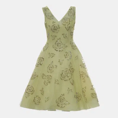 Pre-owned Dior Sleeveless Sequined Embellished Dress In Yellow