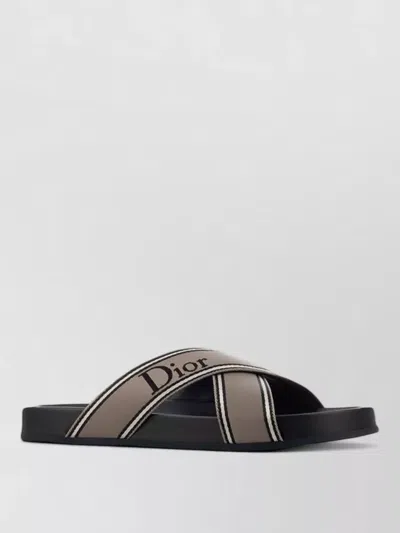 Dior Slides Sandals Crossed Straps Open Toe In Brown