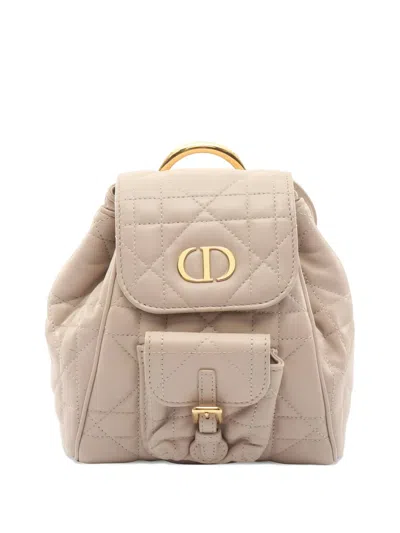 Pre-owned Dior Small 1990s Caro Macrocannage Backpack In Neutral