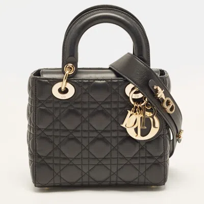 Pre-owned Dior Small Black Cannage Leather Tote