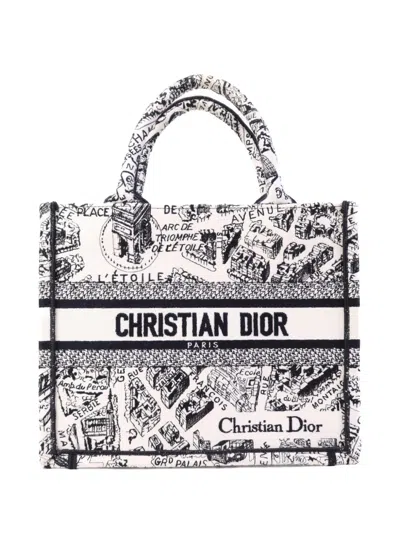 Pre-owned Dior Small Book Tote Bag In White