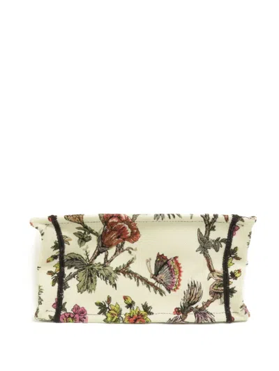 Pre-owned Dior Small Book Tote Floral-print Tote Bag In Neutral