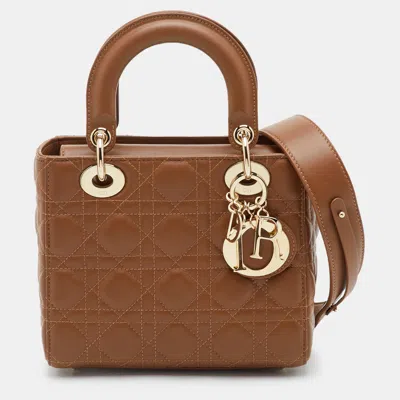 Pre-owned Dior Small Brown Cannage Leather Tote