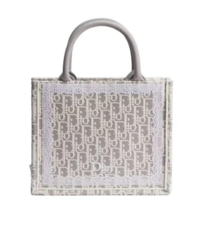 Dior Small  Book Tote With Strap In Gray