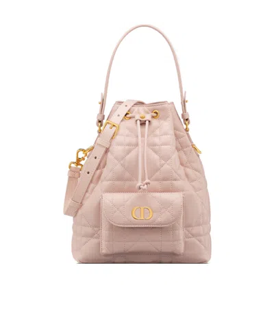 Dior Small  Caro Bucket Bag In Rouge Pink