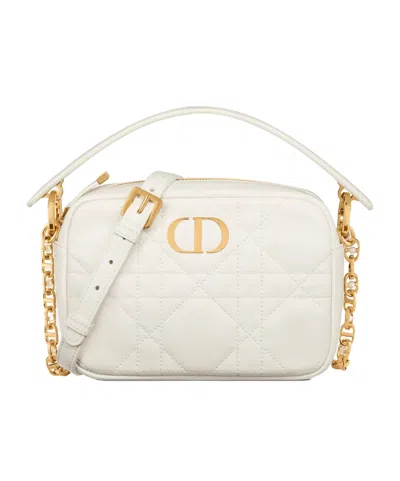 Dior Small  Caro Handle Camera Shoulder Bag In White