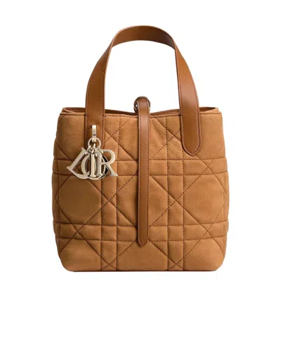 Dior Small  Toujours Vertical Tote Bag In Brown