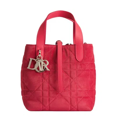 Dior Small  Toujours Vertical Tote Bag In Red