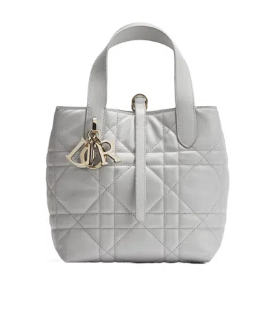 Dior Small  Toujours Vertical Tote Bag In White