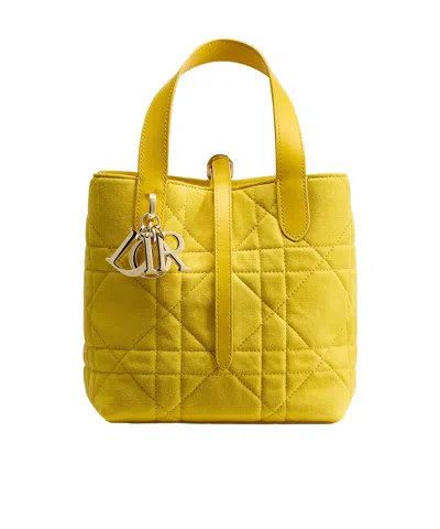Dior Small  Toujours Vertical Tote Bag In Yellow