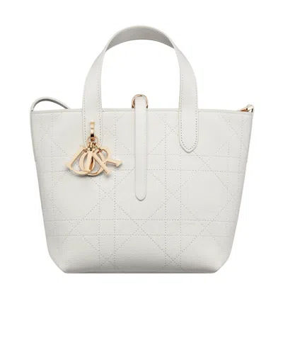 Dior Small  Toujours Vertical Tote In White