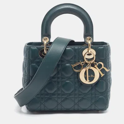 Pre-owned Dior Small Green Cannage Leather Tote