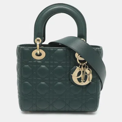 Pre-owned Dior Small Green Cannage Leather Tote