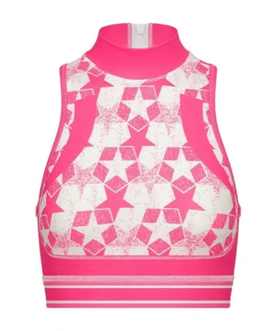 Dior Small High-neck Knitted Zipper Vest In Pink