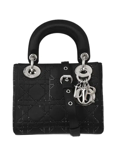 Pre-owned Dior Small Lady  Cannage Tote Bag In Black