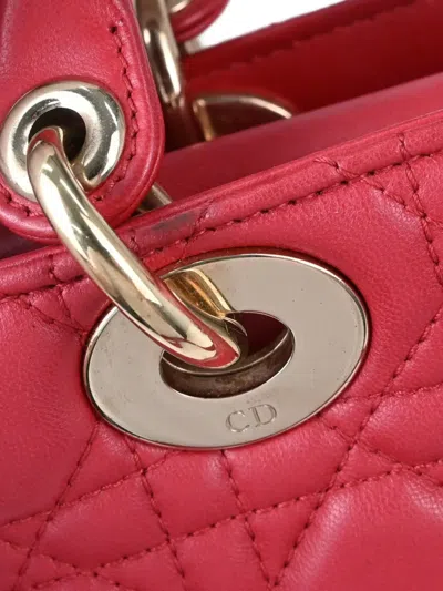 Pre-owned Dior Small Lady  Cannage Tote Bag In Red