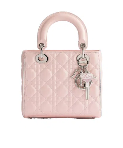 Dior Small Lady  Drive-in Shoulder Bag In Pink