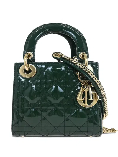 Pre-owned Dior Small Lady  Handbag In Green