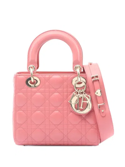 Pre-owned Dior Small Lady  Quilted-leather Tote Bag In Pink