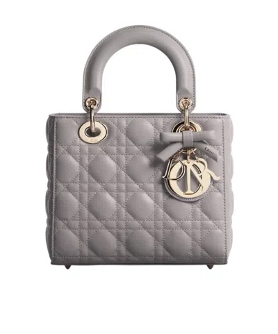 Dior Small Lady  Shoulder Bag In Trianon Gray