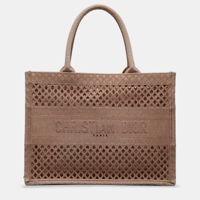 Pre-owned Dior Small Mesh Book Tote In Brown