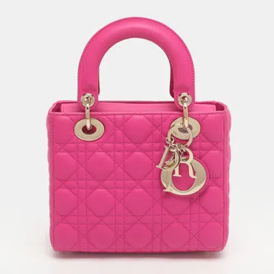 Pre-owned Dior Small Pink Cannage Leather Tote