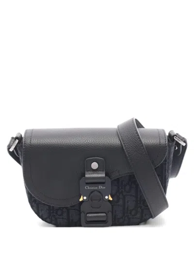 Pre-owned Dior Small Saddle Messenger Bag In Black