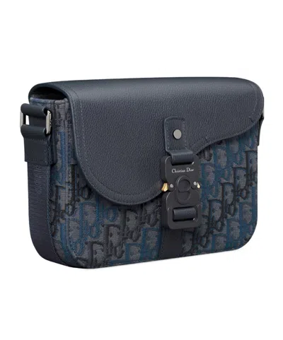 Dior Small Saddle Messenger Bag With Flap In Blue