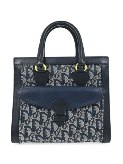 Pre-owned Dior Small Trotter Tote Bag In Blue