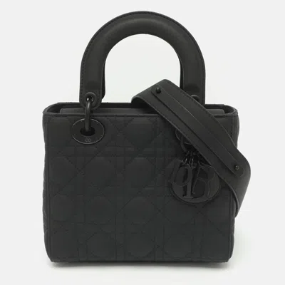 Pre-owned Dior Small Ultra Matte Black Cannage Leather Tote