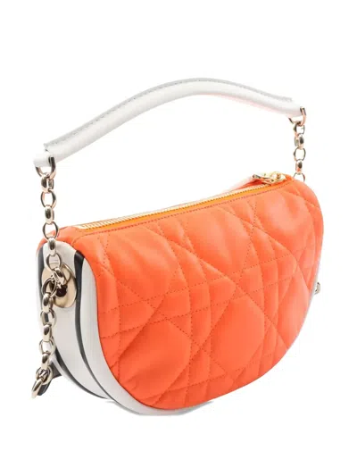 Pre-owned Dior Small Vibe Cannage Tote Bag In Orange