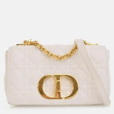 Pre-owned Dior Small White Calfskin Caro