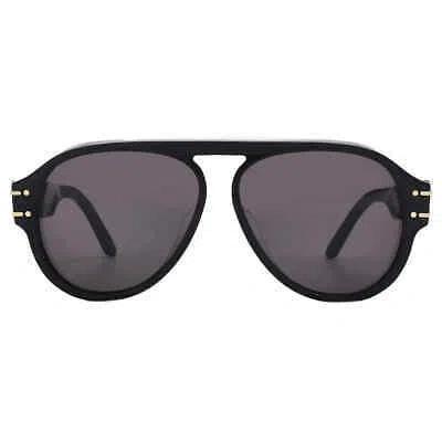 Pre-owned Dior Smoke Pilot Ladies Sunglasses Signature A1u Cd40047u 58 Signature In Gray