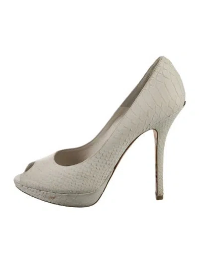 Pre-owned Dior Snakeskin Animal Print Pumps In White
