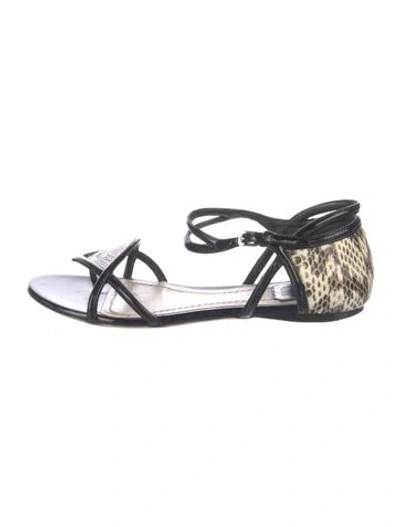 Pre-owned Dior Snakeskin Animal Print Sandals In Black