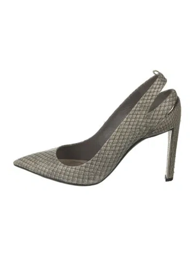 Pre-owned Dior Snakeskin Animal Print Slingback Pumps In Green
