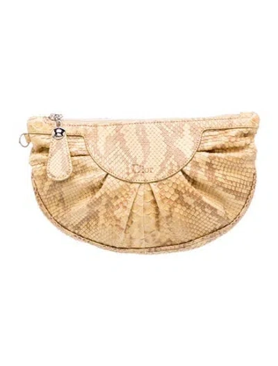 Pre-owned Dior Snakeskin Clutch In Neutral