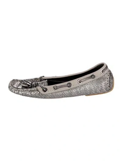 Pre-owned Dior Snakeskin Moccasins In Gray