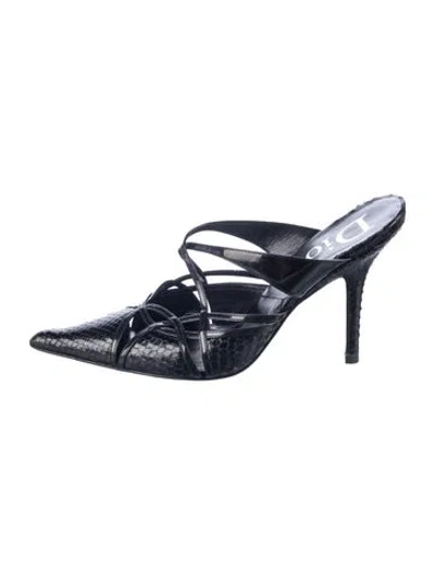 Pre-owned Dior Snakeskin Mules In Black