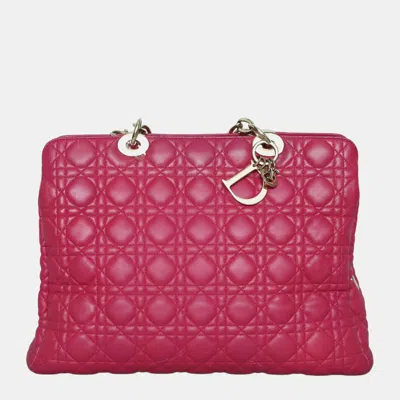 Pre-owned Dior Soft Cannage Large Tote Bag In Pink