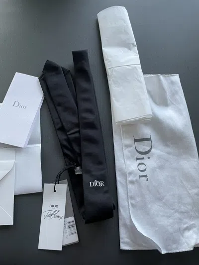 Pre-owned Dior Sold Runway Limitededition  X Judy Blame Silk Logo Tie In Black