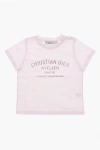 Dior Solid Color Crew-neck T-shirt With Printed Logo In Neutral